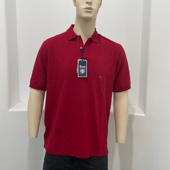 Bass Men’s Polo T- Shirt Short Sleeve Red  Size M NWT - Picture 1 of 8